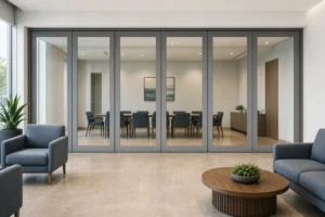 Planification d'une cloison vitrée mobile pour une salle de consultation civique