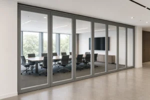 Quand une cloison vitrée mobile doit-elle inclure une porte de passage ?