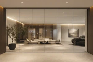 Cloison mobile en verre sans cadre